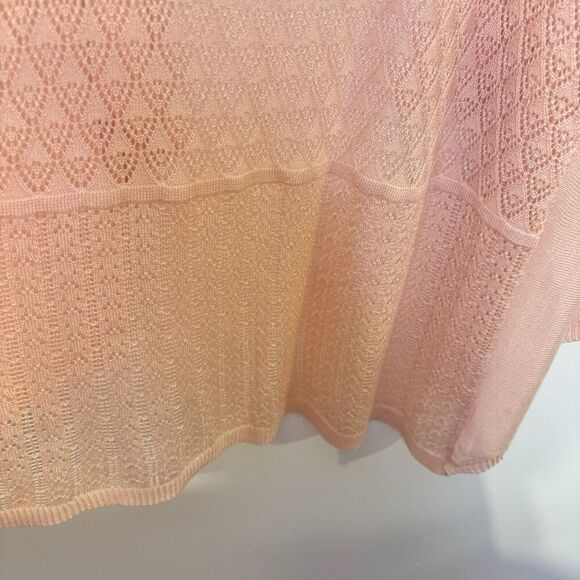 NWT Elle Womens Open Front Cardigan Sweater Medium in Peach Pink Back Crochet - Picture 5 of 11